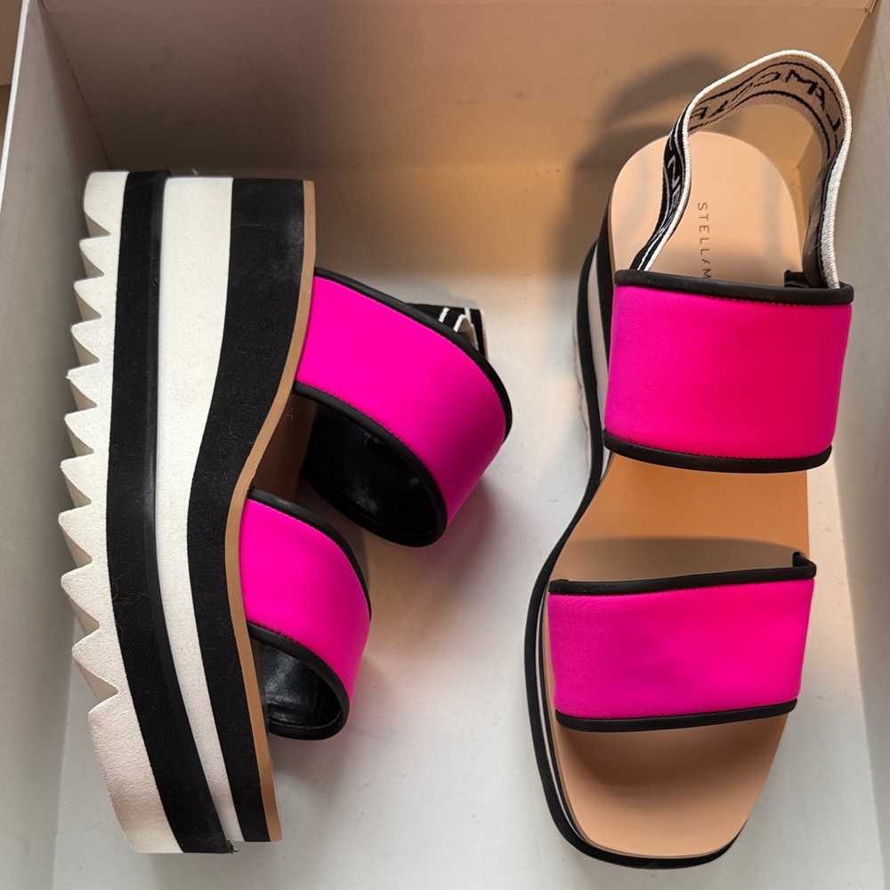 Stella McCartney Hot Pink and Black Platform Sandals